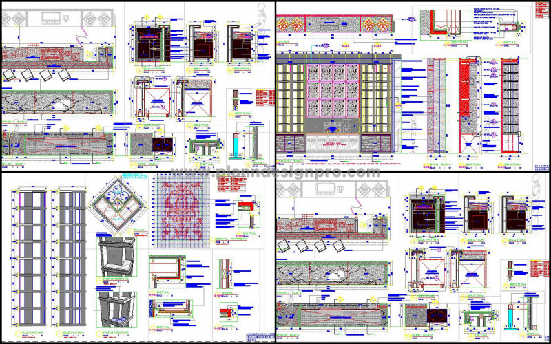 Luxury Hotel Bar Counter CAD- Stone & Mirror Finish DWG